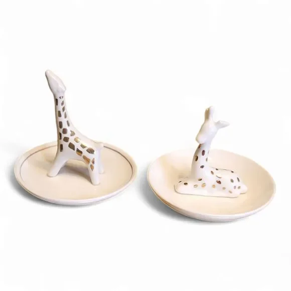 Accents Giraffe Jewelry Trinket Dish Ring Holder Set Of White - Main Image